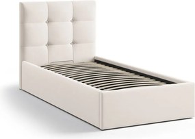 Letto singolo imbottito color crema con contenitore con rete inclusa 90x200 cm Phaedra – Micadoni