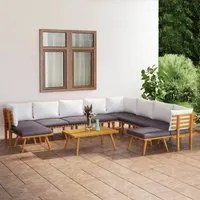 Set Divani da Giardino 11 pz con Cuscini in Massello di Acacia 3087019