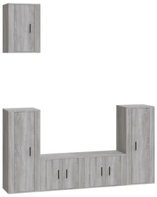 Set di mobili porta tv 5 pz grigio sonoma in legno multistrato