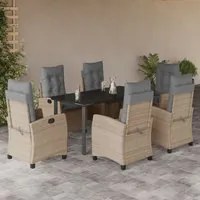 Set Pranzo da Giardino 7 pz con Cuscini Beige Misto Polyrattancod mxl 87026