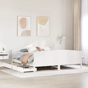 Letto senza materasso bianco 180x200 cm legno massello di pino