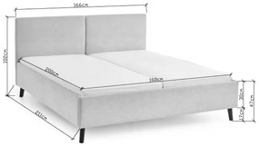 Letto matrimoniale imbottito grigio con rete inclusa 160x200 cm Piano – Meise Möbel