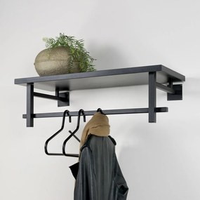 Attaccapanni da parete nero in metallo con scaffale 76 cm Simplon – Spinder Design