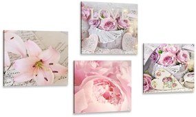 Set di quadri – Cesti vintage con fiori