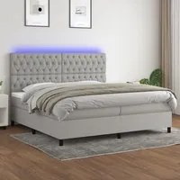 Letto a Molle Materasso e LED Grigio Chiaro 200x200 cm Tessuto 3135141