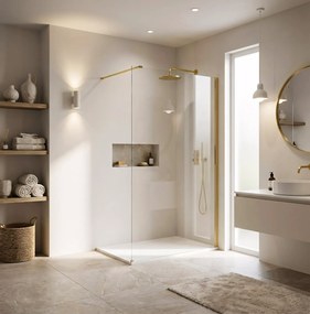 Parete doccia Rea Flexi Transparent / Gold 90