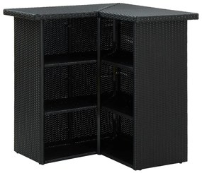 Set bar da giardino 16 pz con cuscini in polyrattan nero