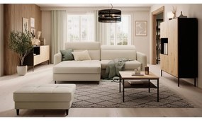 Divano angolare beige allungabile/con contenitore (con penisola a sinistra/con chaise lounge) e rivestimento in velluto Gomsi – ELTAP