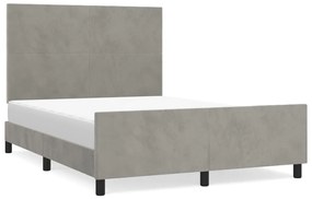 Giroletto con testiera grigio chiaro 140x190 cm in velluto