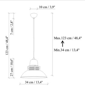 Lampadario a sospensione su cavo TIBET 1xE27/40W/230V arancione