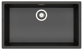 Lavello sottotop 1 vasca PYRAMIS Mistral fibra di vetro L 40 x L 70 cm nero