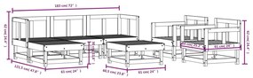 Set Salotto da Giardino 7 pz Grigio in Legno Massello di Pino