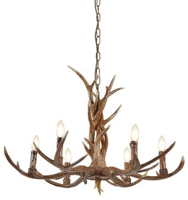 Lampadario Industrial-Nordico Stag Policarbonato Marrone 6 Luci E14