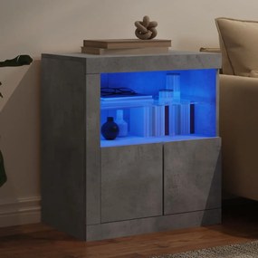 Credenza con luci led grigio cemento 60,5x37x67 cm