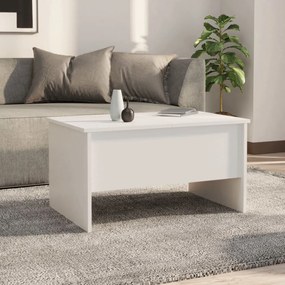 Tavolino da salotto bianco 80x50x42,5 cm in legno multistrato