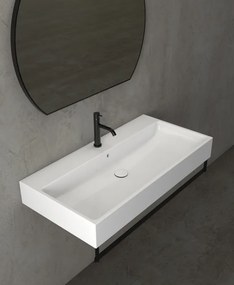 Globo i classici stone lavabo 100x50 sospeso o appoggio con bordo rubinetteria in ceramica bianco lucido