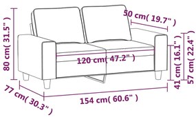 Divano a 2 Posti Nero 120 cm in Tessuto