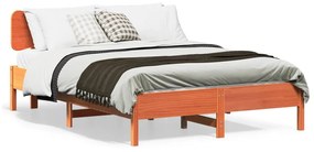 Letto Senza Materasso Marrone Cera 140x190 Cm İn Legno Di Pino /