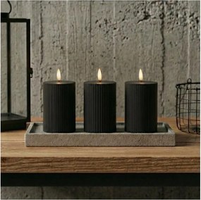 Set da 3 candele LED BRILLO, LED/2xAA, 12,5 cm, nero + telecomando