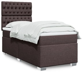Giroletto A Molle Con Materasso Marrone Scuro 90x200 Cm Tessuto /