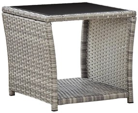 Set da Pranzo da Giardino 3 pz con Cuscini in Polyrattan Grigio