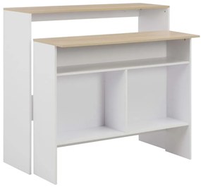 Tavolo Bar Con 2 Piani Dappoggio Bianco E Rovere 130x40x120cm /