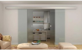 Doppia porta scorrevole - 2 x H205 x L83 cm - Vetro temperato - ALINA