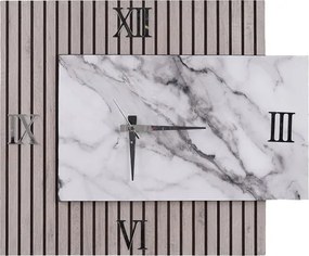 Orologio 72x58 cm in legno cannettato tortora e marmo