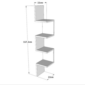 Mensola Angolare Libreria A Parete Sospesa 22x22x117 Bianco Kos