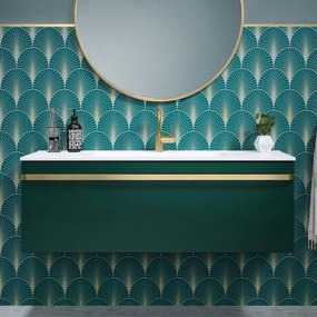 Mobile bagno sospeso con lavabo L 120 x H 40 x P 45.5 cm verde e oro per vasca centrale Loa