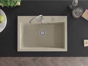 Mexen Elix lavello da cucina in granito 1-vasca 700 x 500 mm, beige, sifone cromato - 6526701005-69