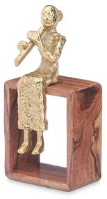 Statua Decorativa Flauto Dolce Marrone Legno Metallo 13 x 27 x 13 cm