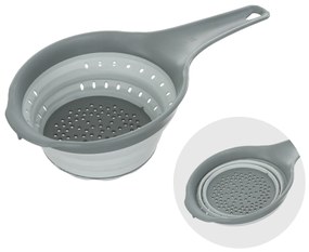 Scolapasta salvaspazio pieghevole grigio con manico