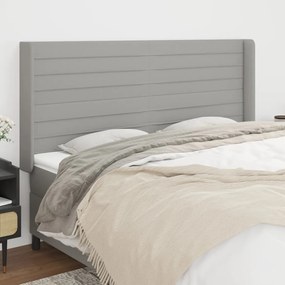 Testiera Ad Orecchio Grigio Chiaro 203x16x118/128 Cm İn Tessuto /
