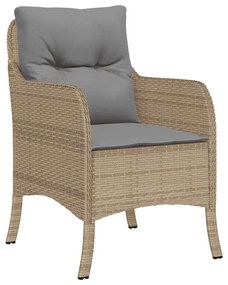 Set da pranzo da giardino 9 pz con cuscini beige in polyrattan
