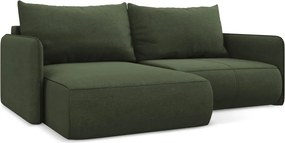 Divano angolare verde allungabile/con contenitore (con penisola a sinistra) Nanea – Makamii