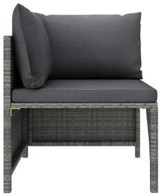 Set divani da giardino 11 pz con cuscini in polyrattan grigio