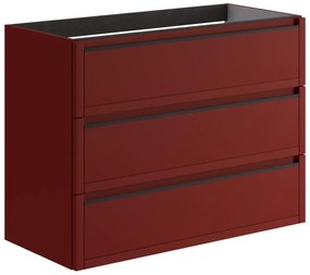 Mobile da bagno sospeso sotto lavabo L 99.5 x H 78 x P 45.5 cm rosso opaco, 3 cassetti TRATTO