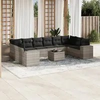 Set Divani da Giardino 11 pz con Cuscini in Polyrattan Grigio 3255419