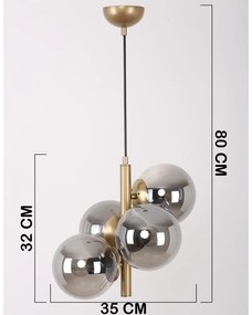 Lampada a sospensione con paralume in vetro grigio-oro ø 15 cm Forte - Squid Lighting