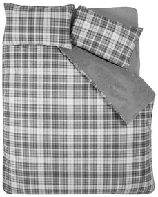Set copripiumino e federa grigio in sherpa per letto matrimoniale e per letto esteso 230x220 cm Cosy Sherpa Check – Catherine Lansfield