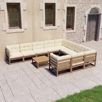 Set Divani Giardino 11pz Cuscini Marrone Miele in Pino Massellocod mxl 72850