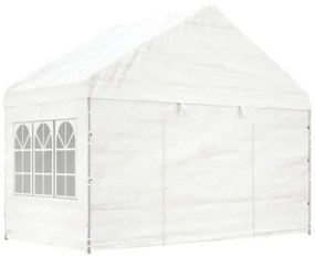 Gazebo con Tetto Bianco 6,69x4,08x3,22 m in Polietilene