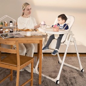 Costway Seggiolone 4 in 1 per bambini con 6 altezze, Seggiolone pieghevole con schienale regolabile in 5 posizioni Beige