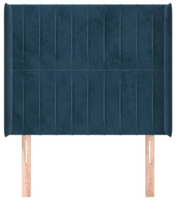 Testiera ad orecchio blu scuro 93x16x118/128 cm in velluto