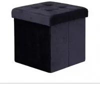 POUF CONTENITORE QUADRATO IN VELLUTO NERO