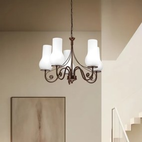 Brilagi - LED Lampadario a sospensione con catena COTTAGE 5xE14/40W/230V marrone/bianco