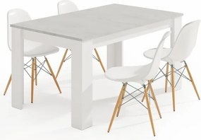 Tavolo allungabile da pranzo rettangolare in legno 140-190x90 cm Kendra Cemento/Bianco