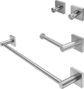 Set accessori bagno 3 pezzi con porta asciugamani 45 cm in acciaio inox spazzolato Sidera