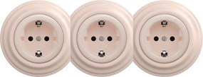 Kliklap - Presa tripla da parete in stile retrò con cornice SCHUKO 230V, rosa antico